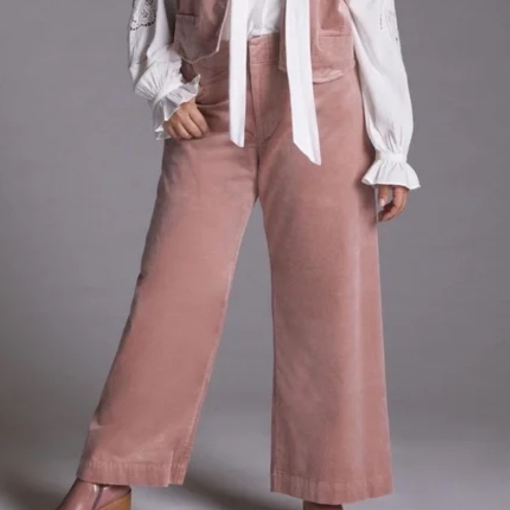 Anthropologie Pink Corduroy SET (vest and pants) - Picture 2 of 2
